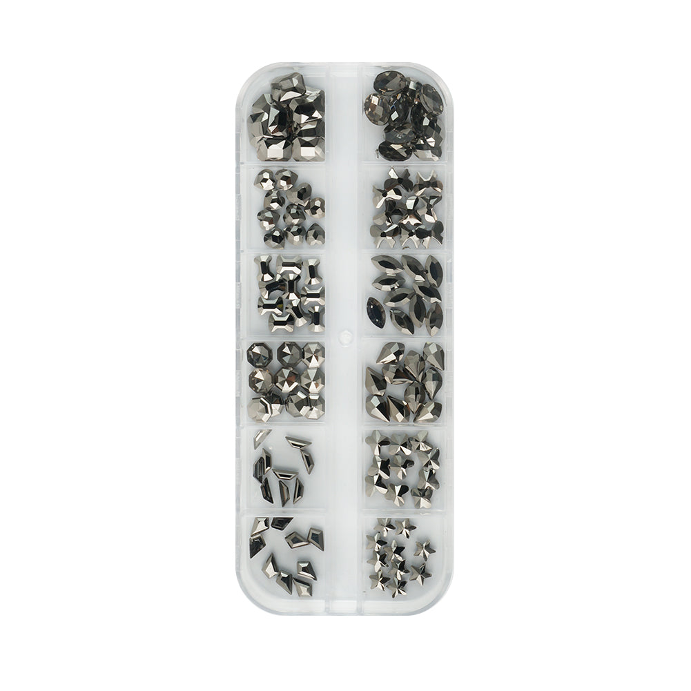 Small Rhinestone Box - MCL-1210-06 - Silver-Black